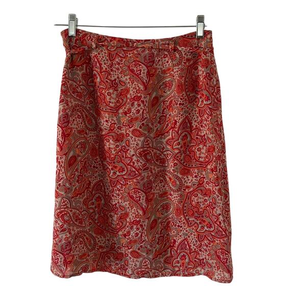 Apostrophe Red, Gray & Orange Paisley Print Skirt Woman Size 6 Office Casual - Picture 2 of 8